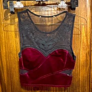 Urban Outfitters crop tank top lace velvet